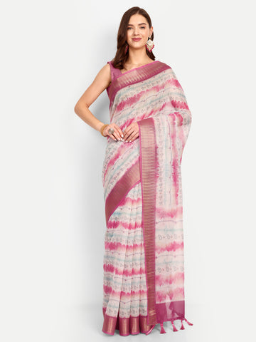 Pink Linen Saree