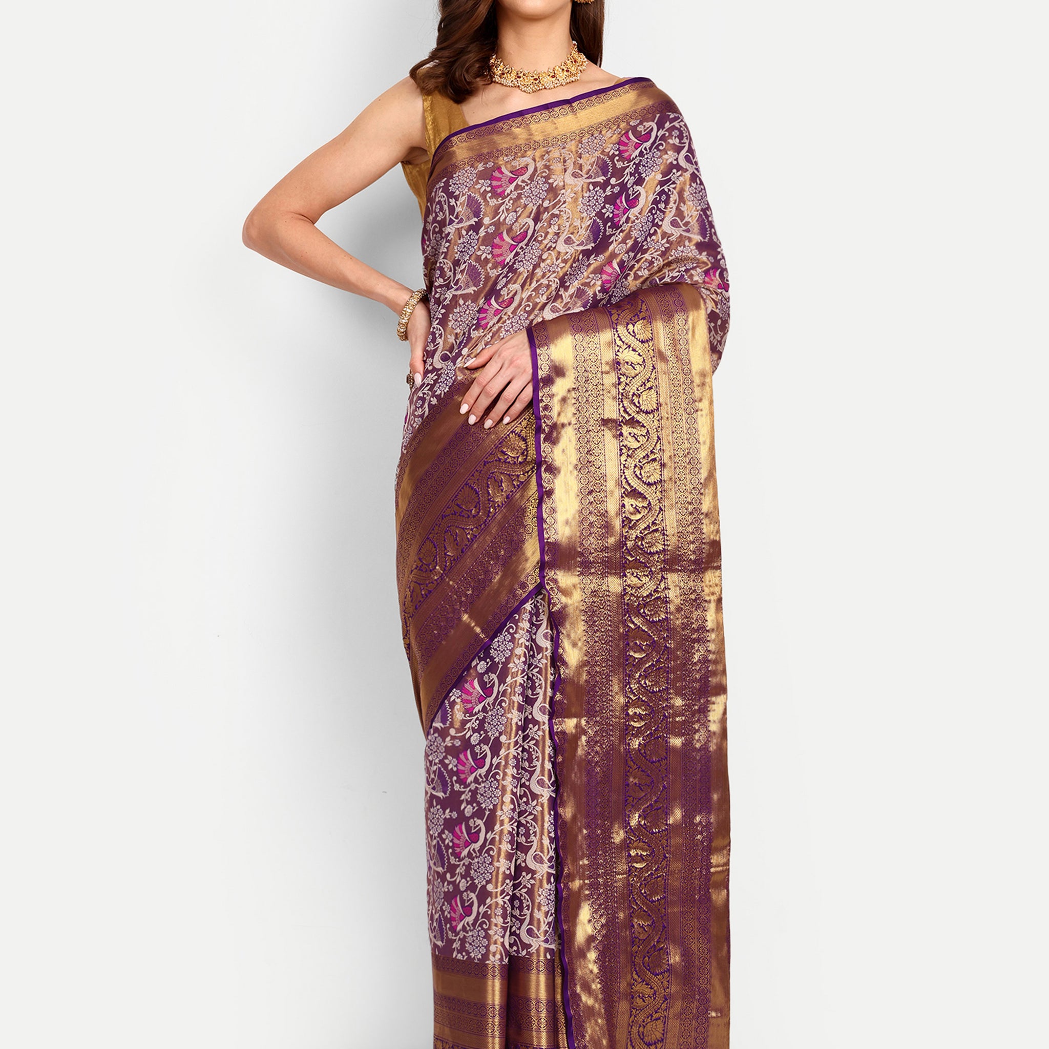 Purple Kanjivaram Silk Saree