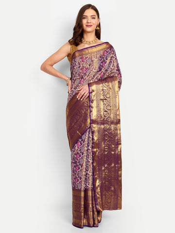 Purple Kanjivaram Silk Saree