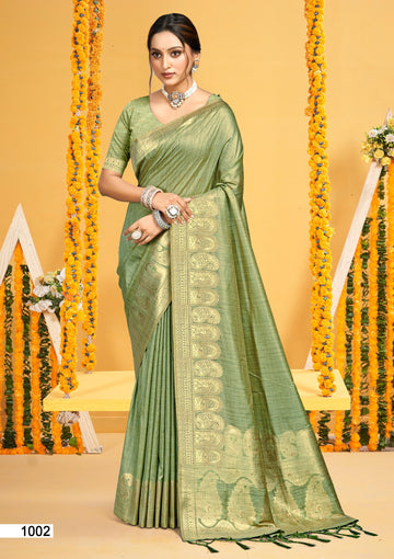 Moss Green Assam Silk Saree