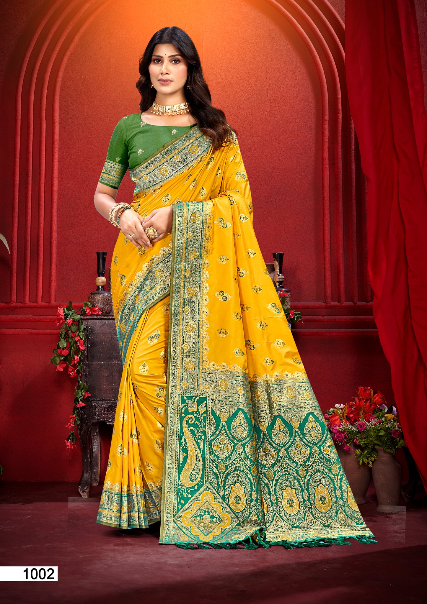 Mustard Yellow Silk Saree