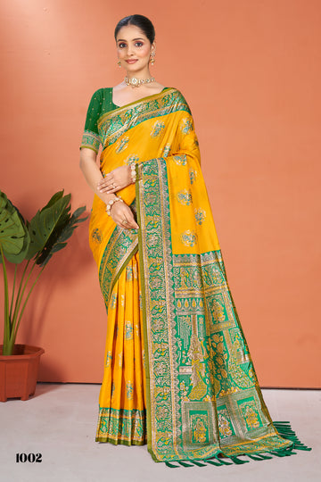 Mustered Yellow Silk Saree