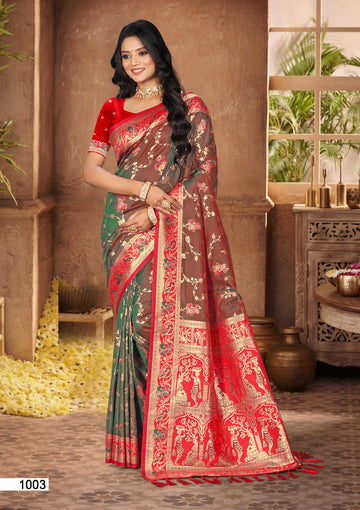 Moss Green Silk Saree