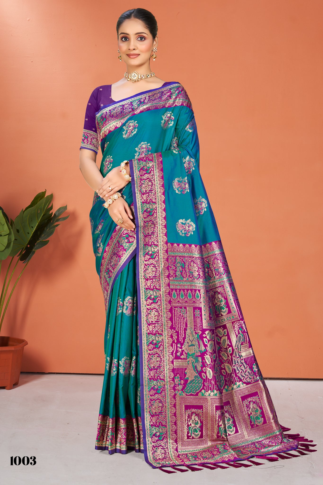 Turquoise Blue Silk Saree