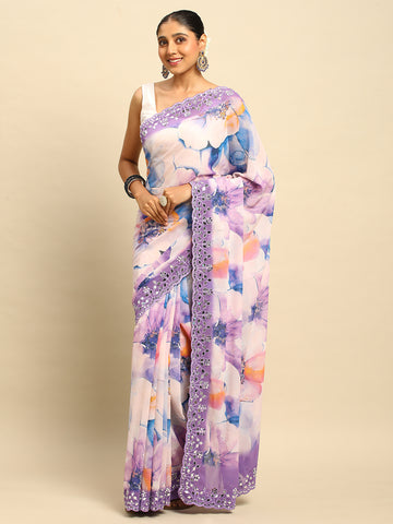 Lavender Georgette Saree