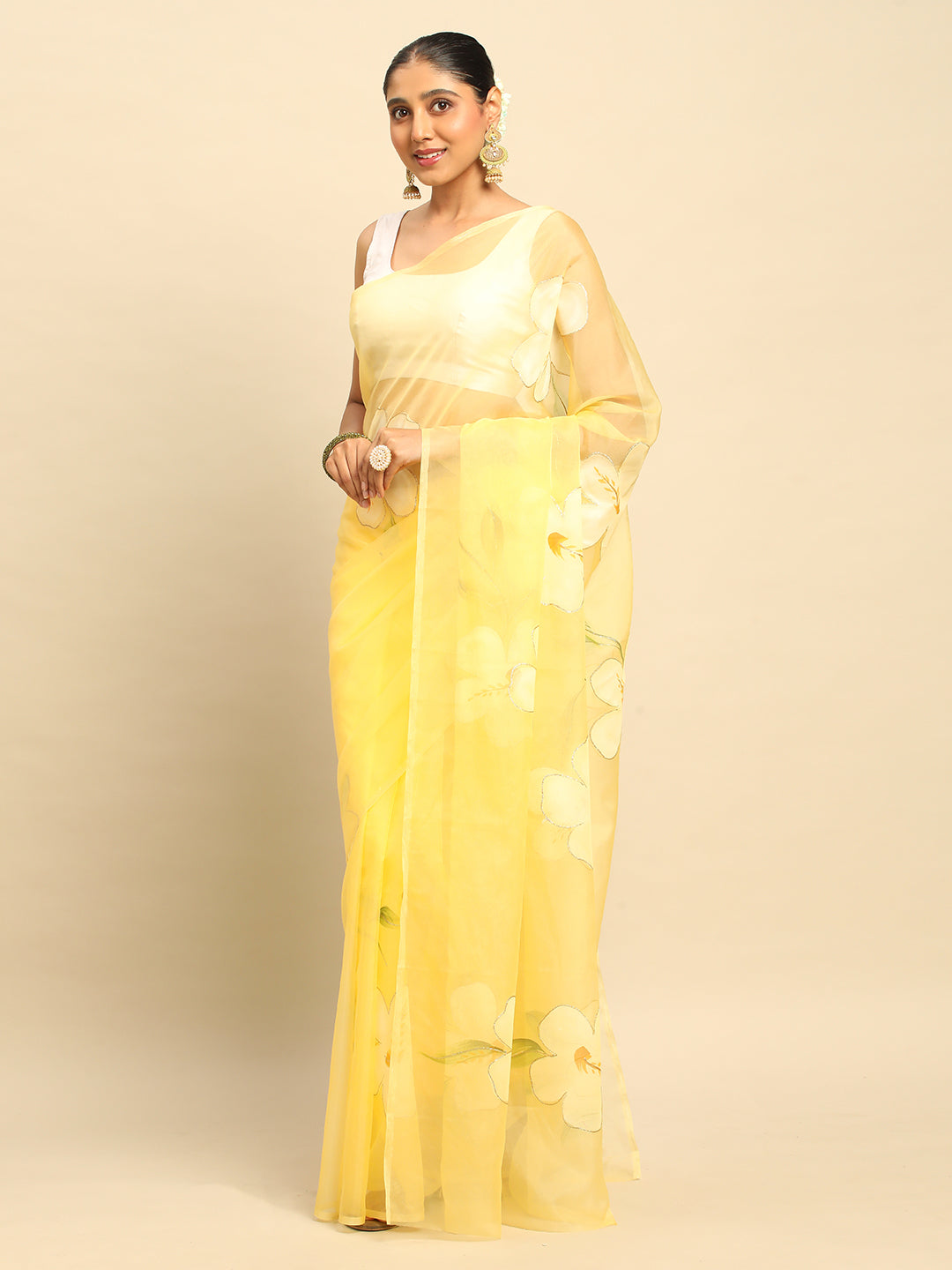 Yellow Organza Saree