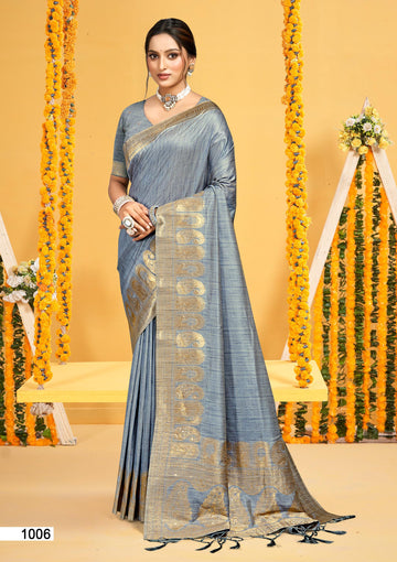 Gray Assam Silk Saree