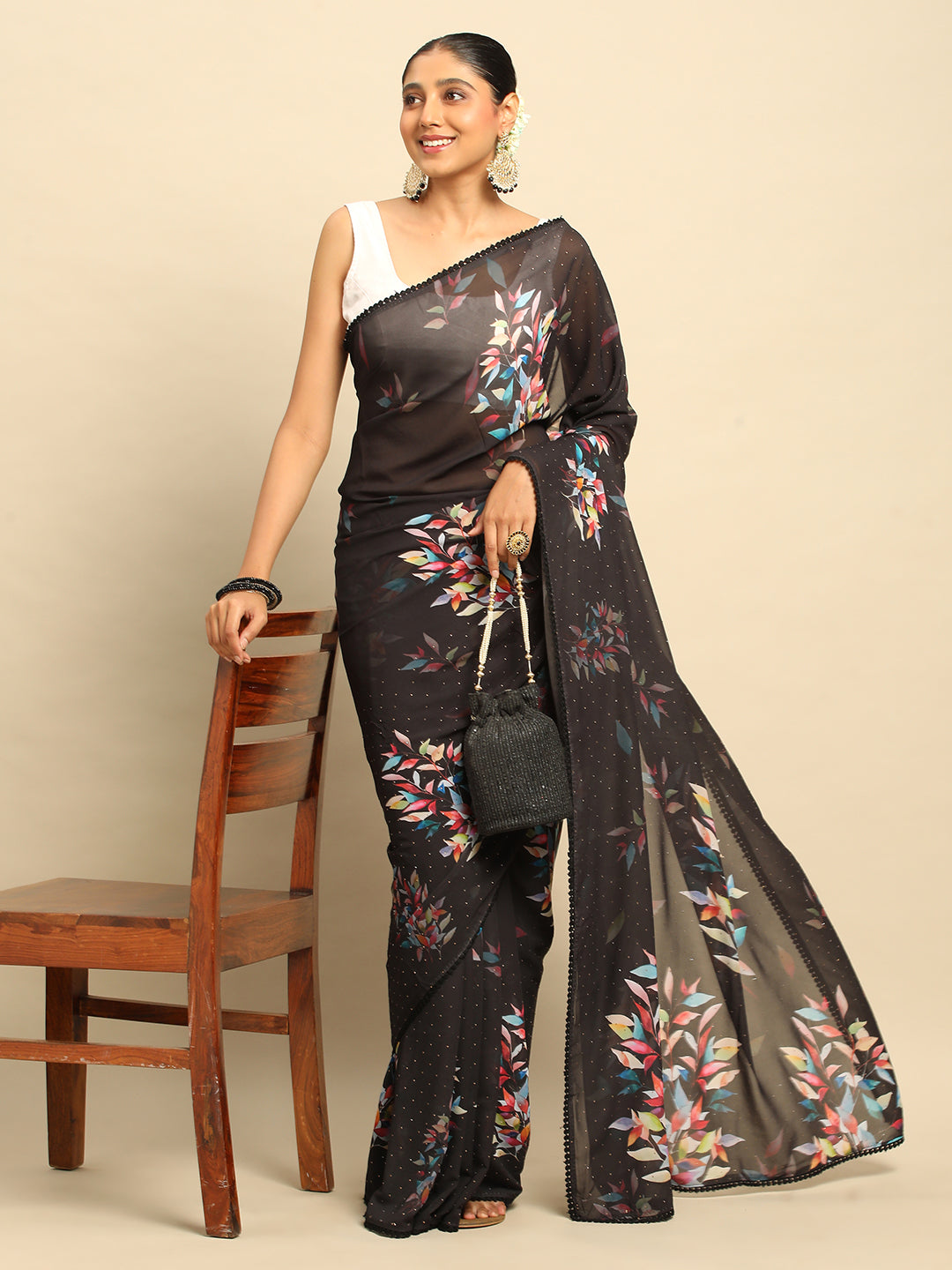 Black Chiffon Saree