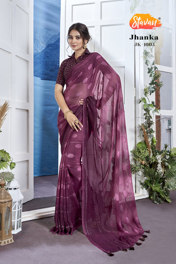 Raj Laxmi Wine Georgette Saree