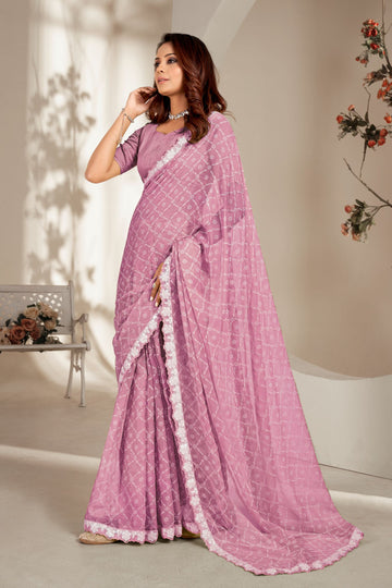 Raj Laxmi Lavender Chiffon Saree