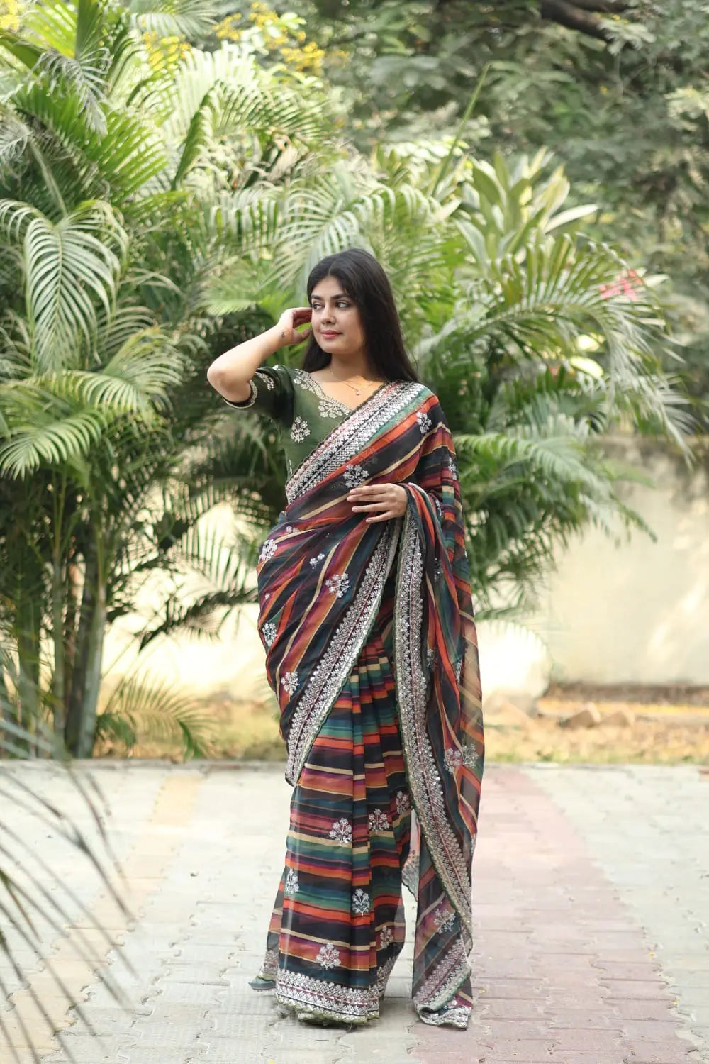 Multicolor Soft Organza Silk Saree