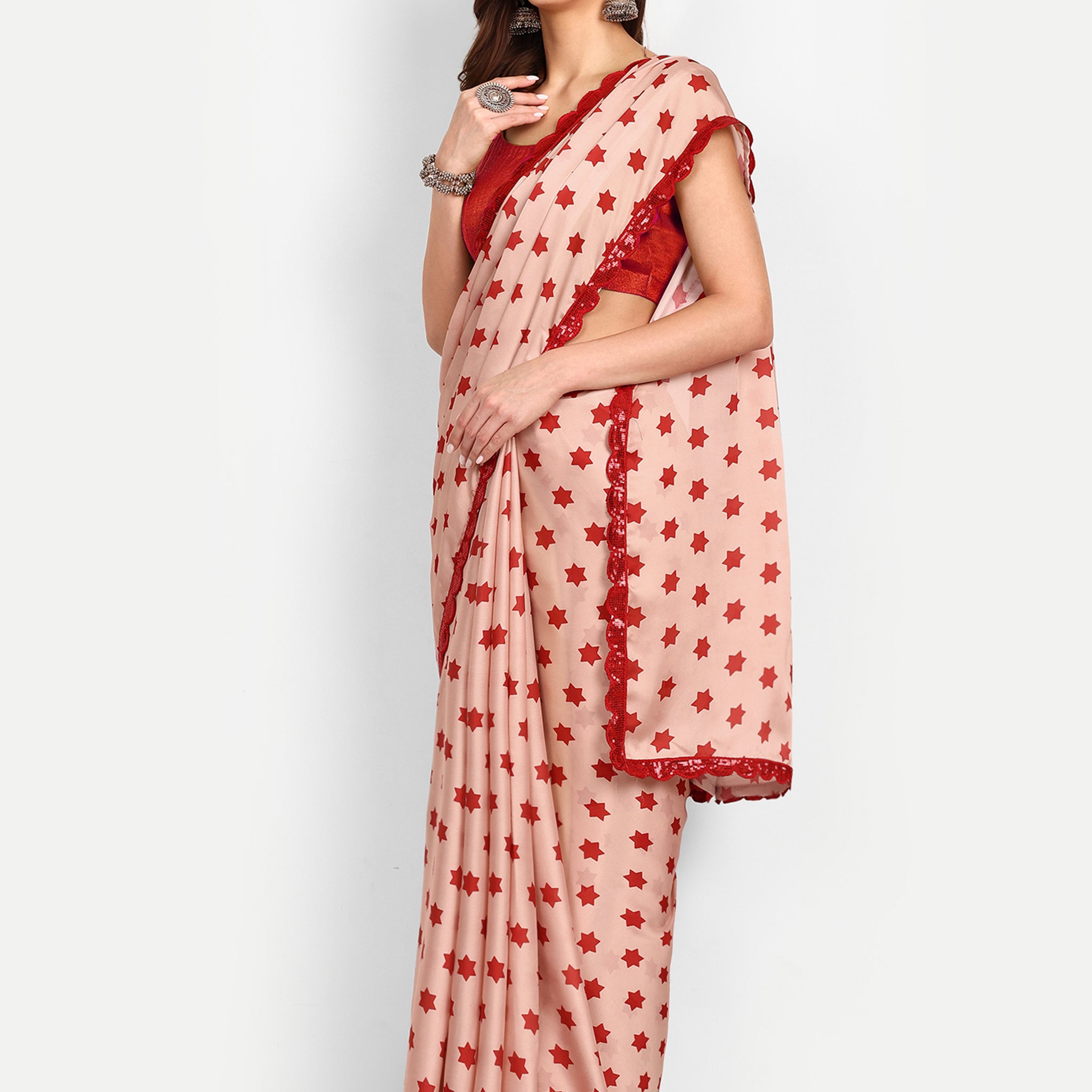 Off White Satin Silk Saree