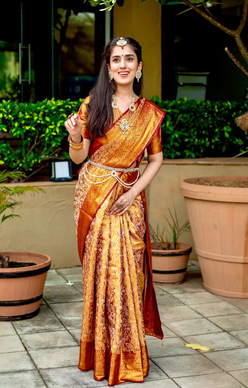 Maroon Kanjivaram Silk Saree