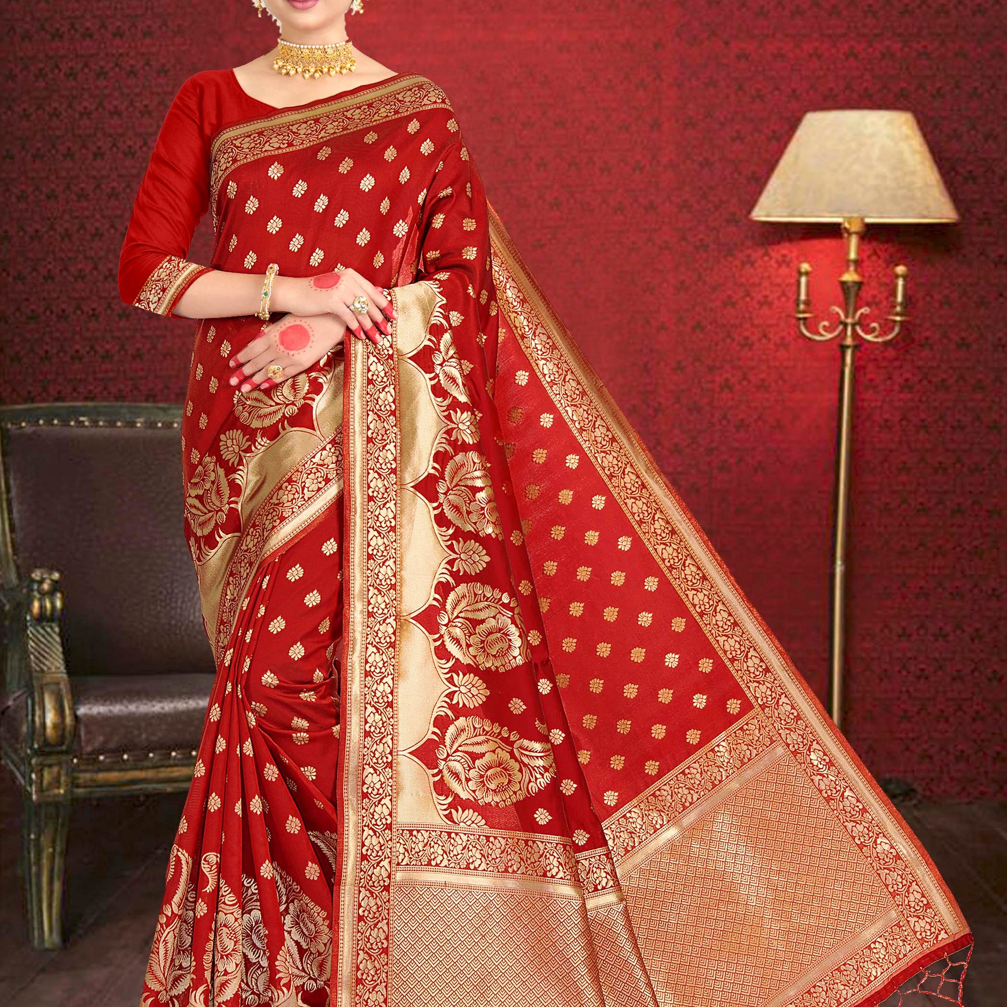 Red Banarasi Art Silk Saree