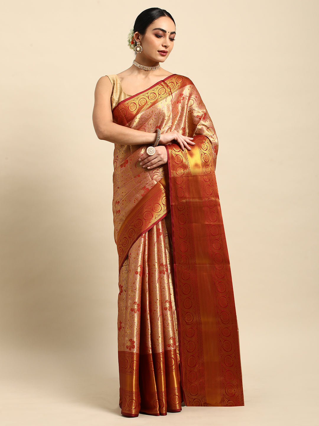 Maroon Kanjivaram Silk Saree