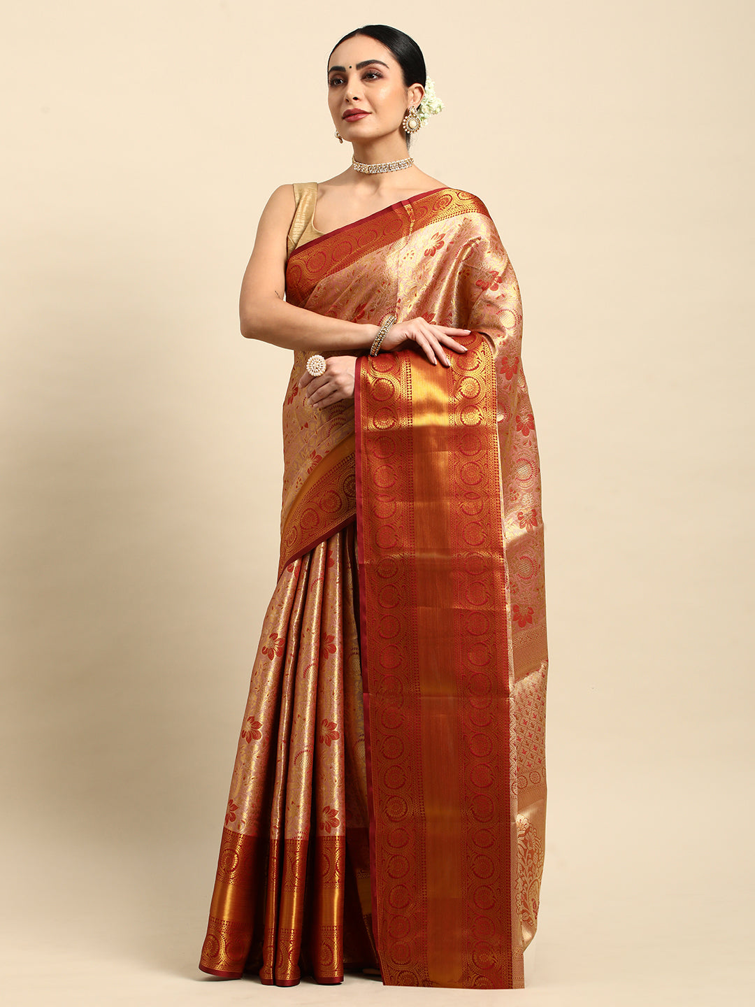 Maroon Kanjivaram Silk Saree