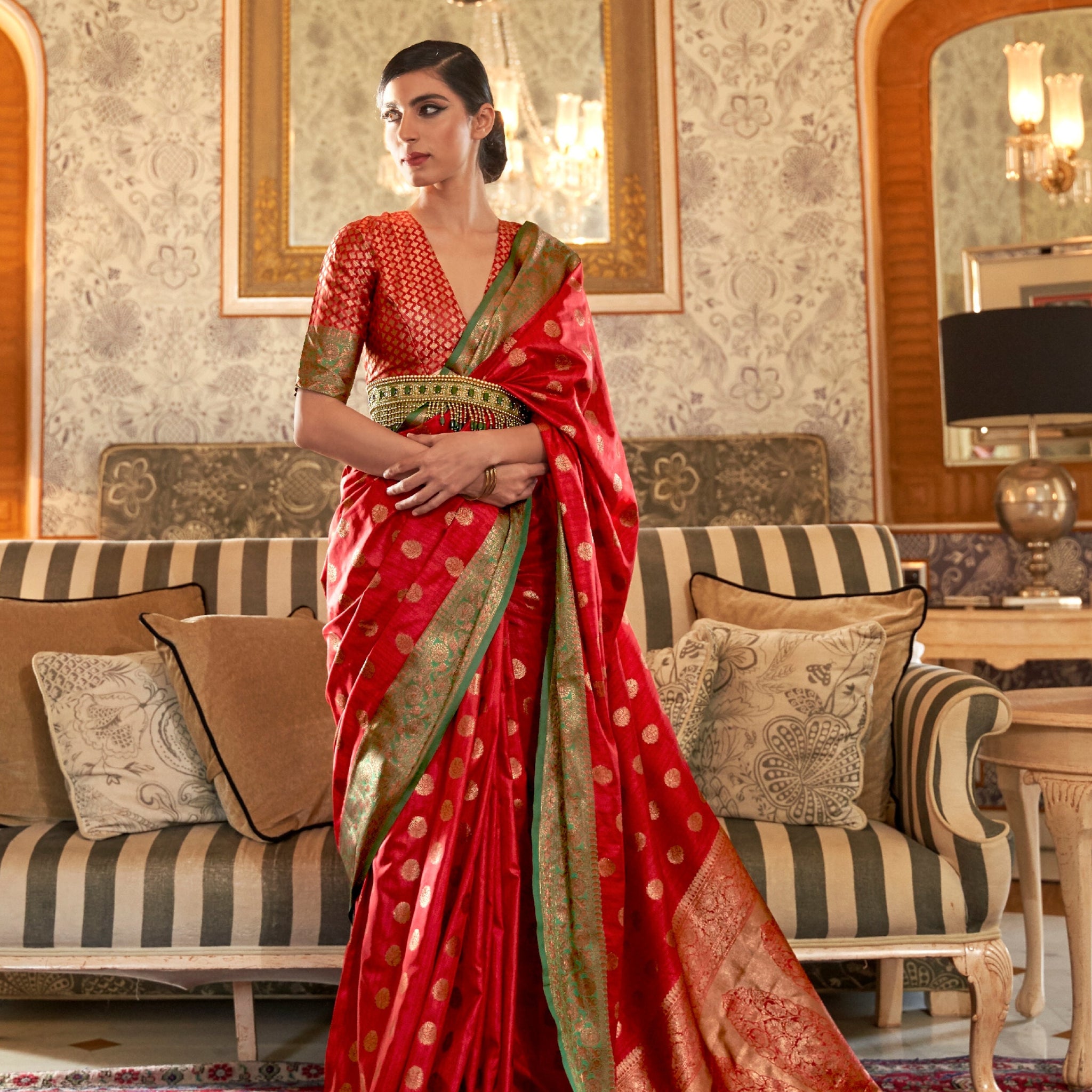 Red Weaving Silk Saree