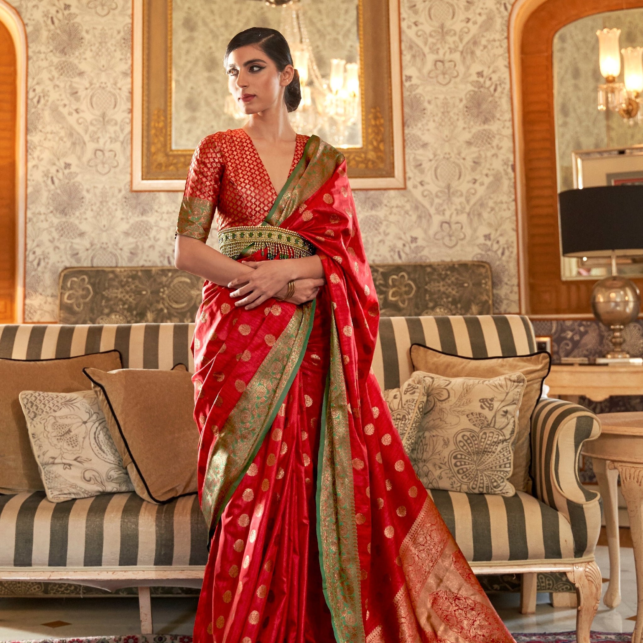 Red Weaving Silk Saree