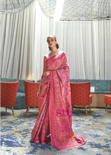 Pink Weaving Silk Saree