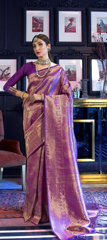 Violet Weaving Silk Saree