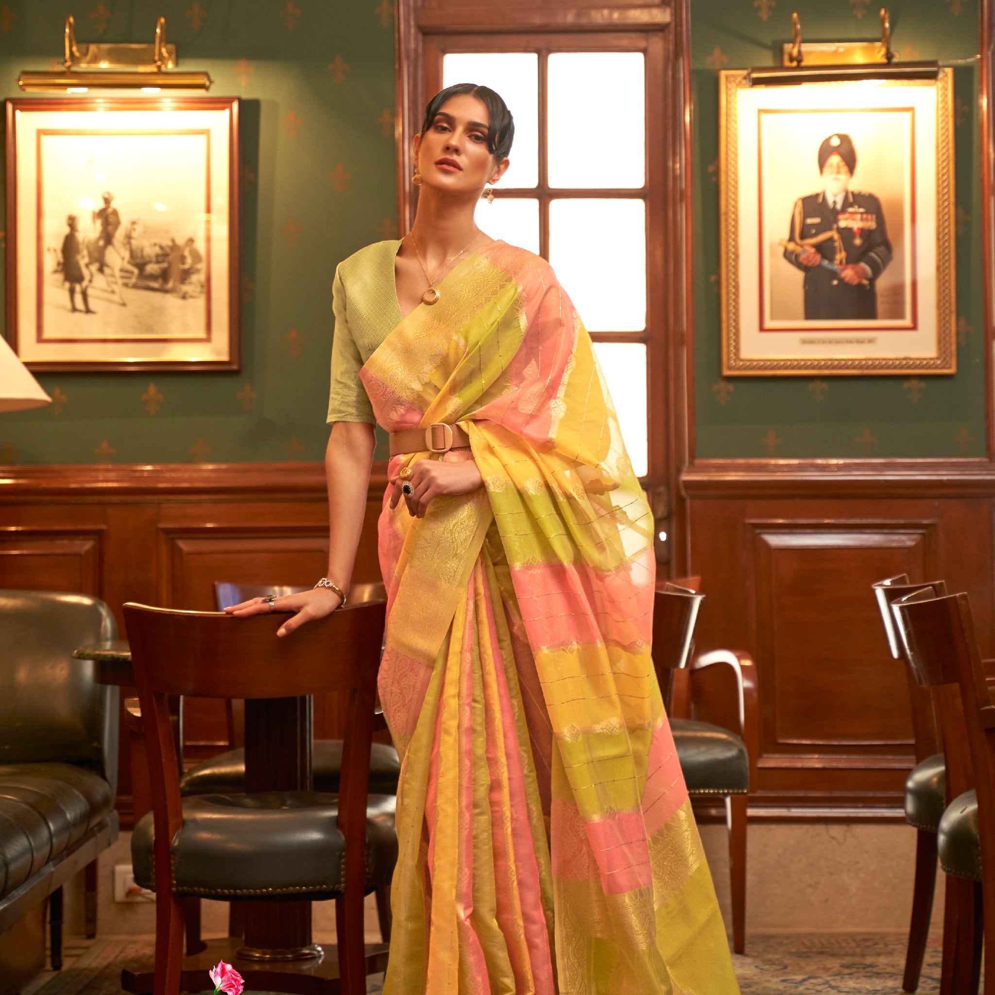 Multicolor Organza Saree