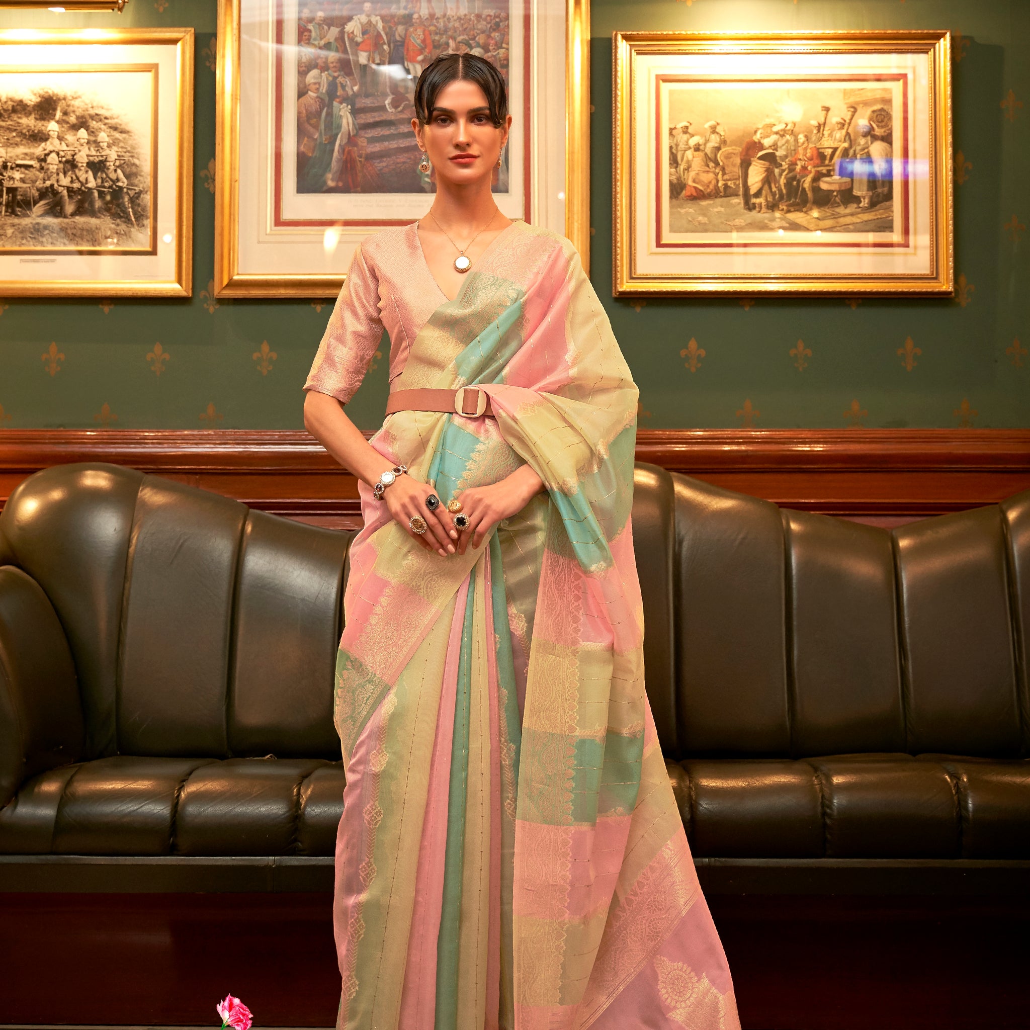 Multicolor Organza Saree