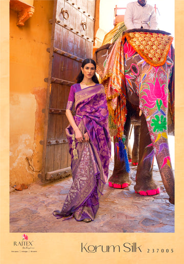 Grape Violet Sequins Weaving Silk Saree