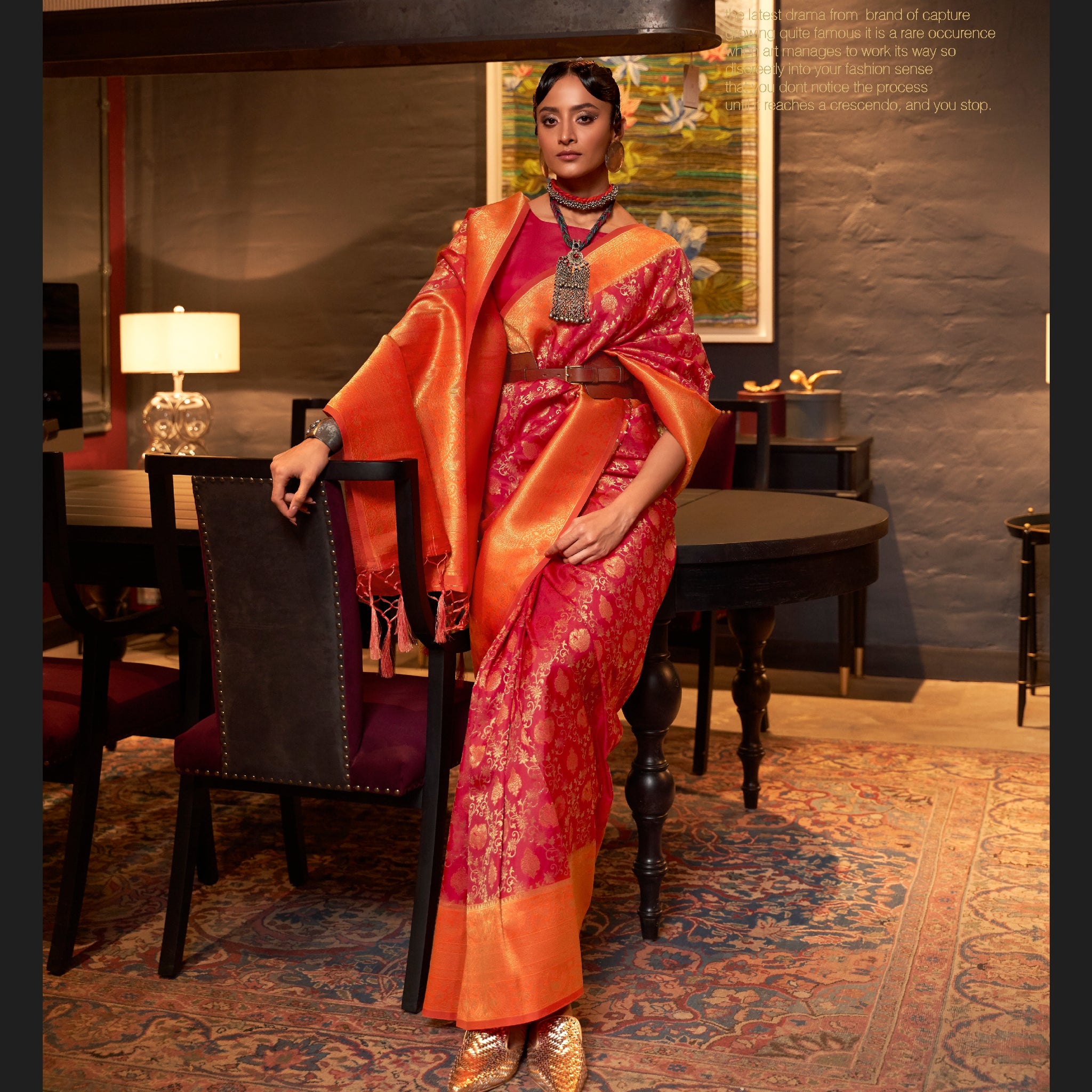 Raj Laxmi Pink Pure Chaap Handloom Weaving Silk Saree