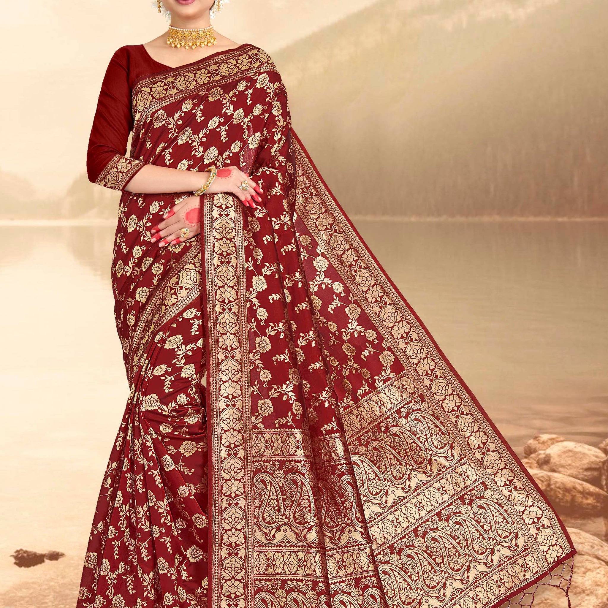 Maroon Banarasi Art Silk Saree