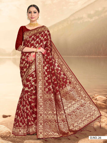 Maroon Banarasi Art Silk Saree