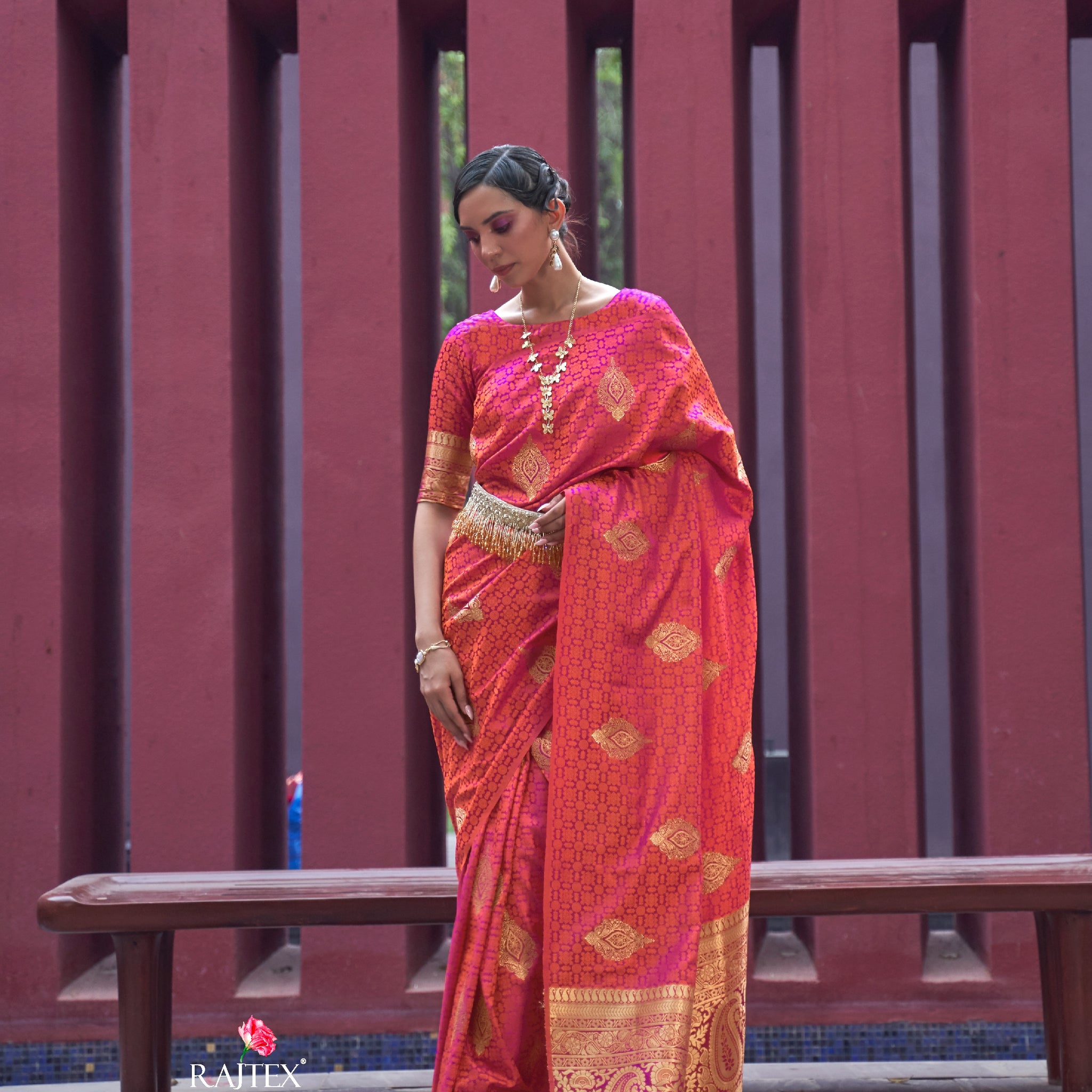Raj Laxmi Pink  Pure Satin Weaving Saree