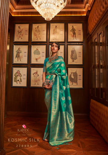 Raj  Laxmi Olympic  Blue Handloom Weaving saree