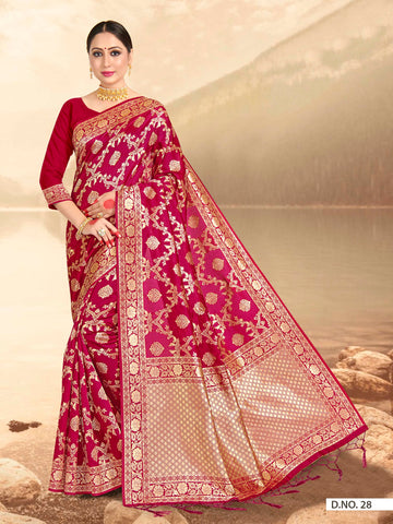 Pink Banarasi Art Silk Saree