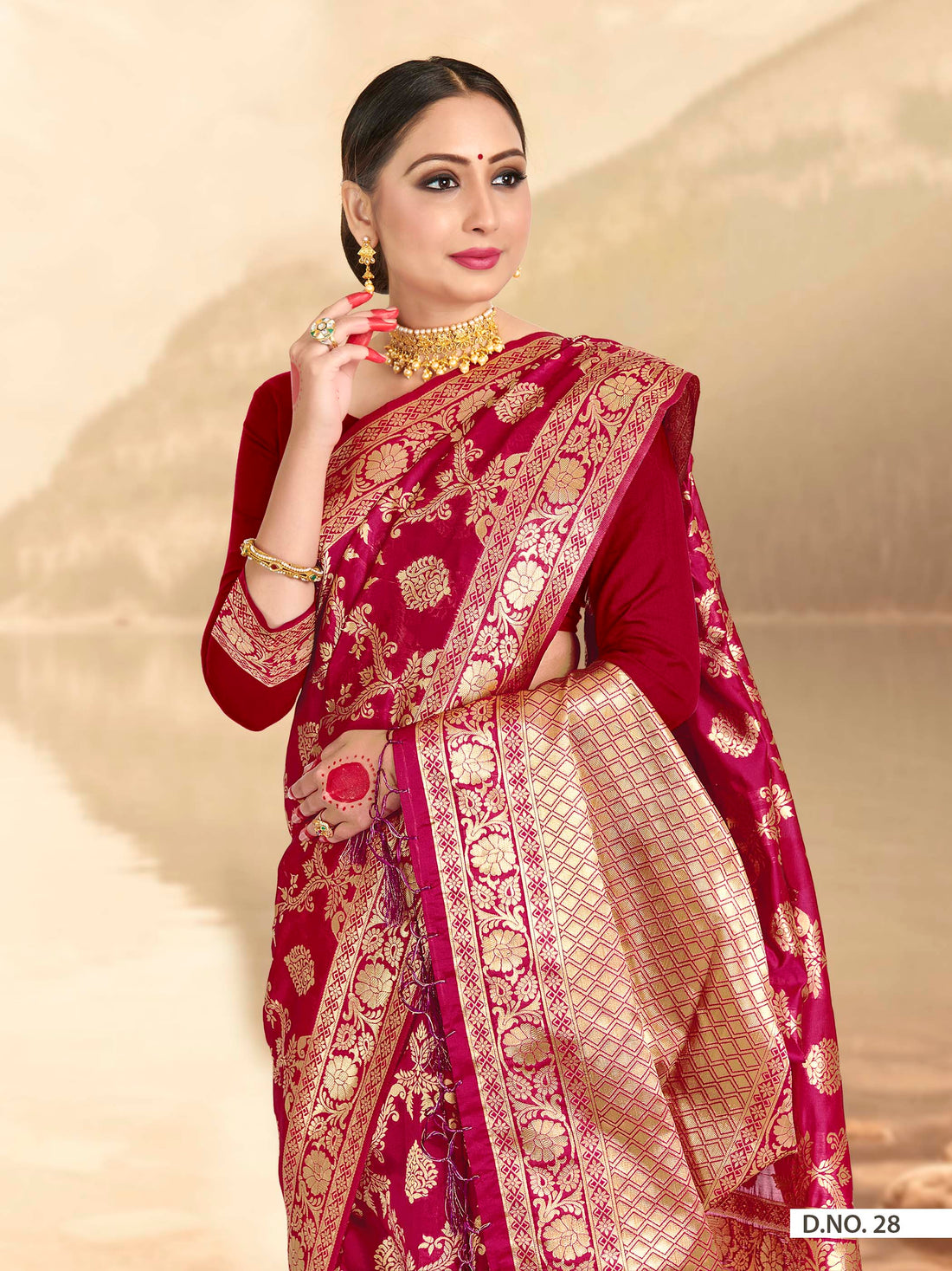 Pink Banarasi Art Silk Saree