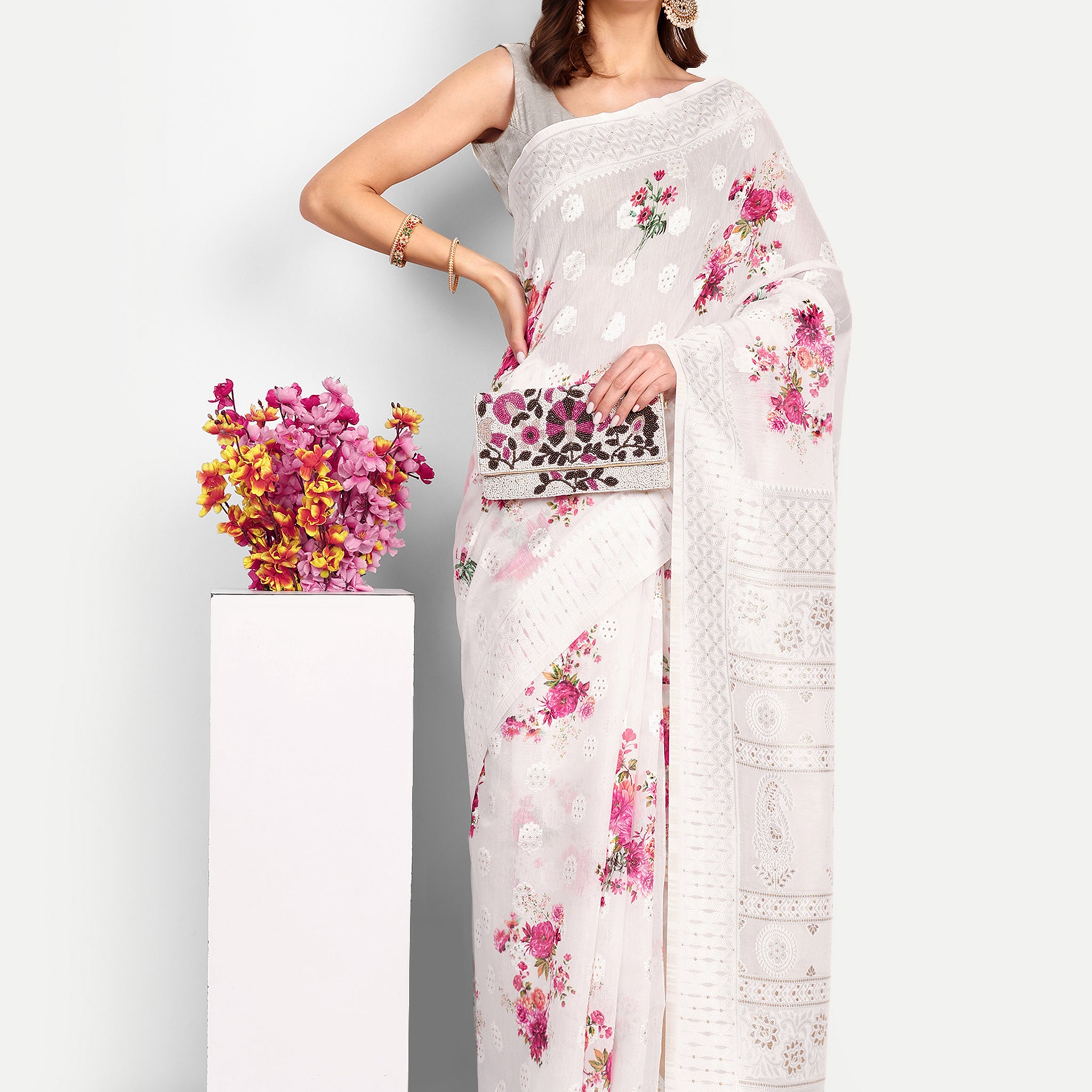 White Cotton Saree