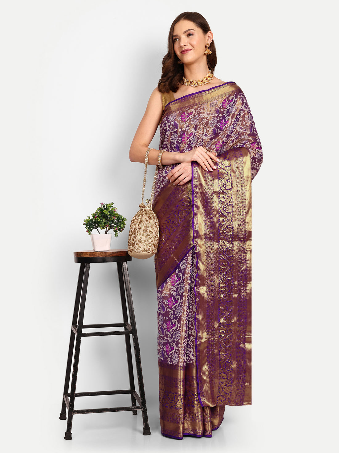 Purple Kanjivaram Silk Saree