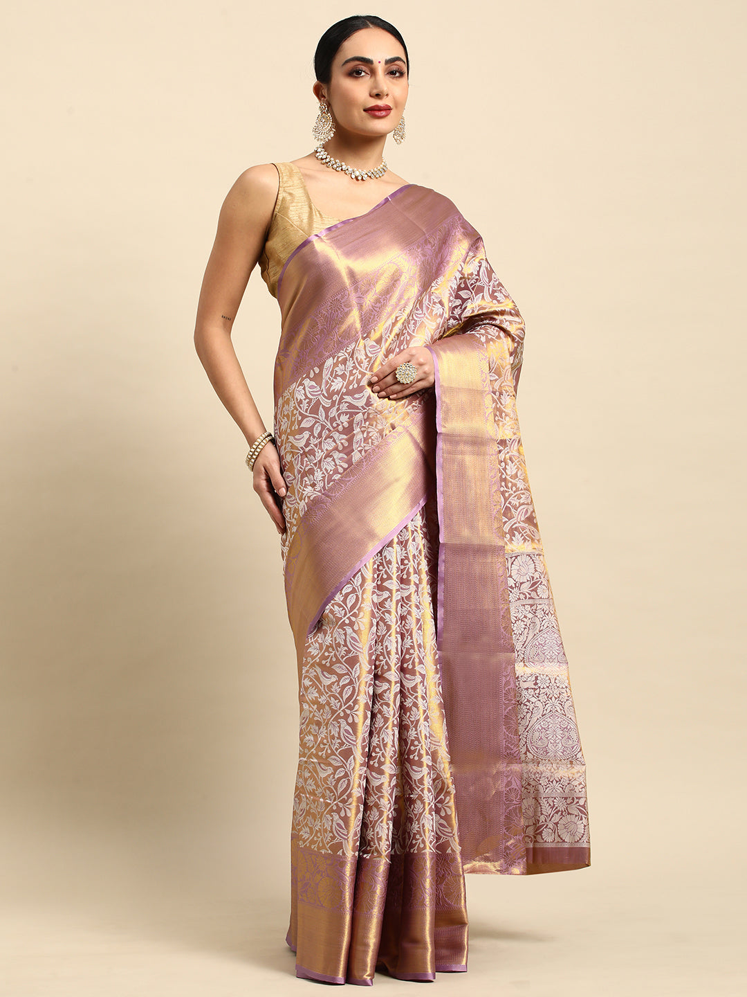 Lavender Kanjivaram Silk Saree