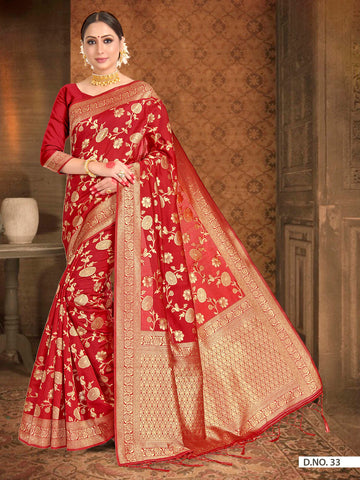 Red Banarasi Art Silk Saree