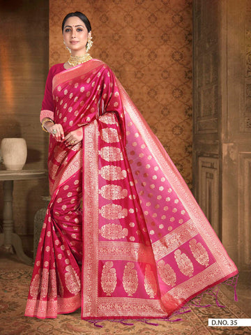 Pink Banarasi Art Silk Saree