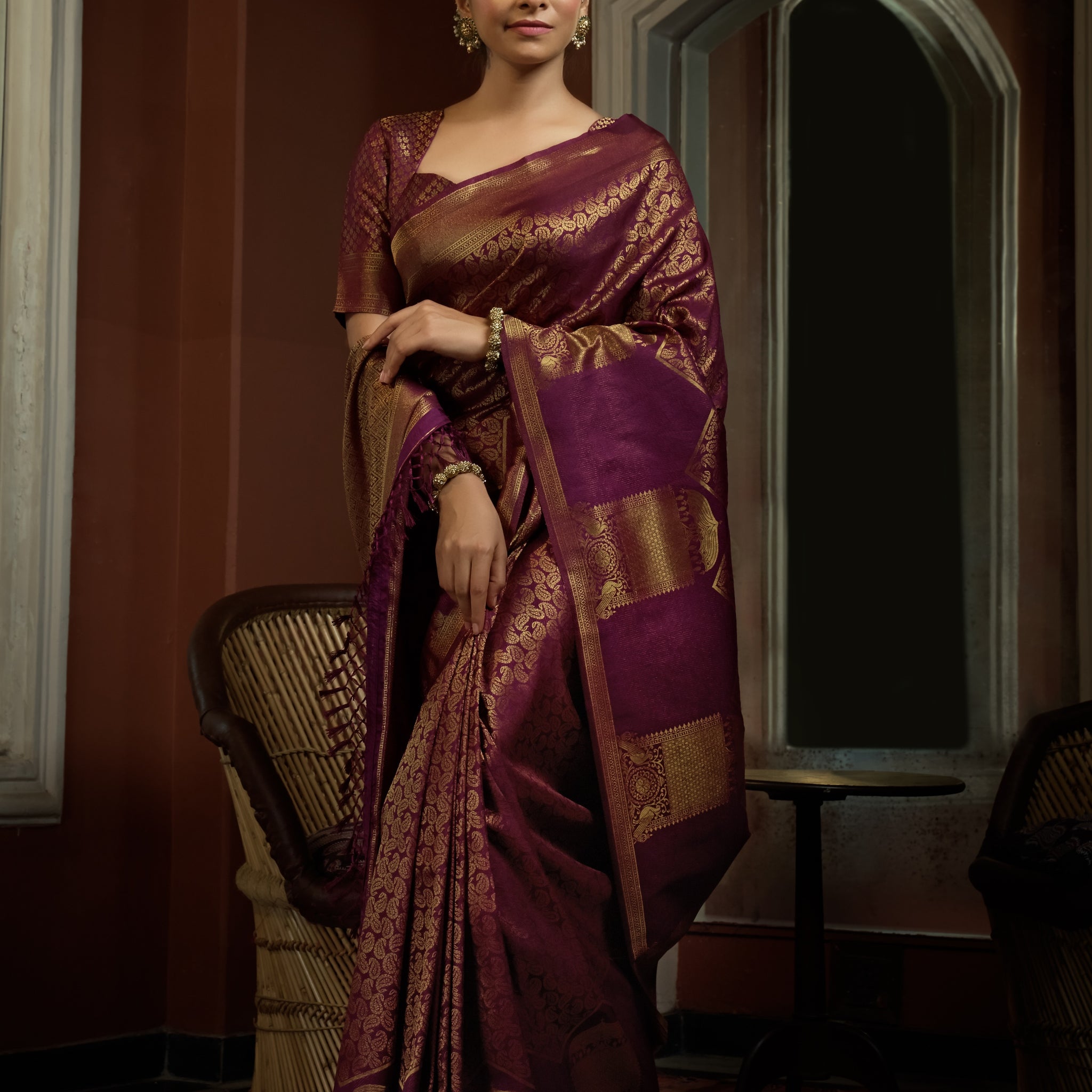 Wine Kanjivaram Art Silk Saree