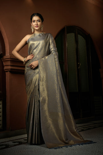 Gray Kanjivaram Art Silk Saree