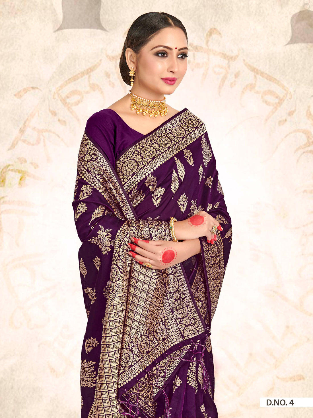 Wine Banarasi Art Silk Saree