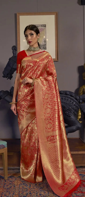 Red Weaving Silk Saree