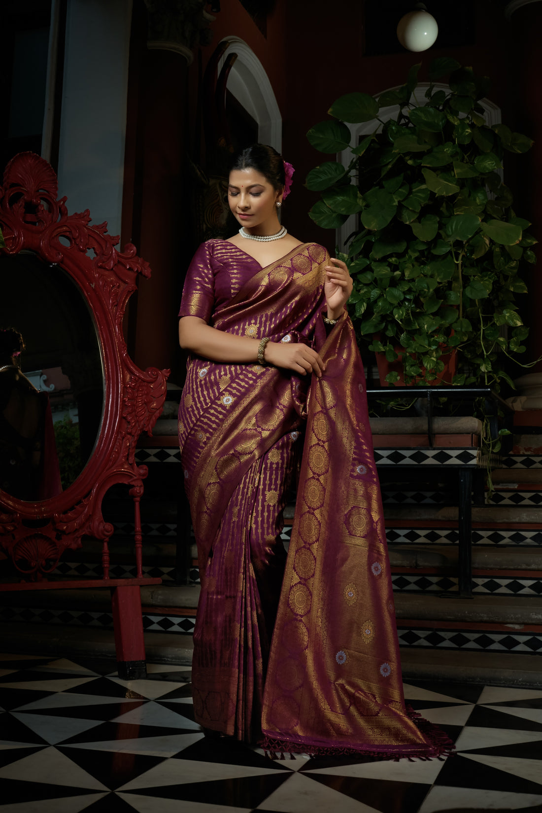 Wine Kanjivaram Art Silk Saree