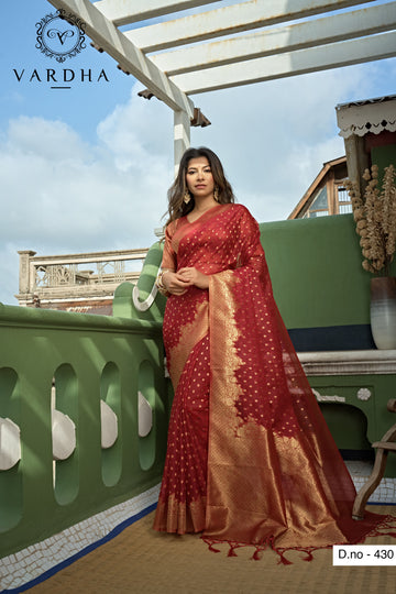 Red Organza Saree