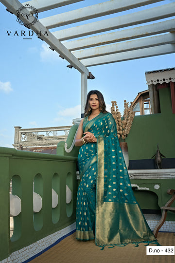 Blue Organza Saree