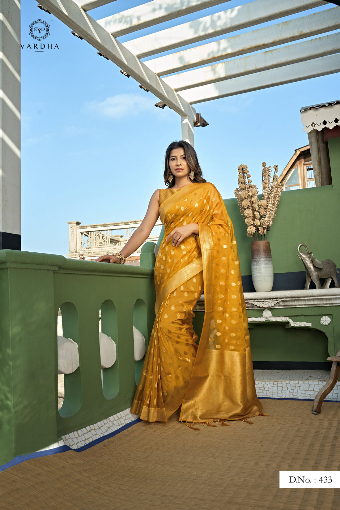 Mustard Yellow Organza Saree