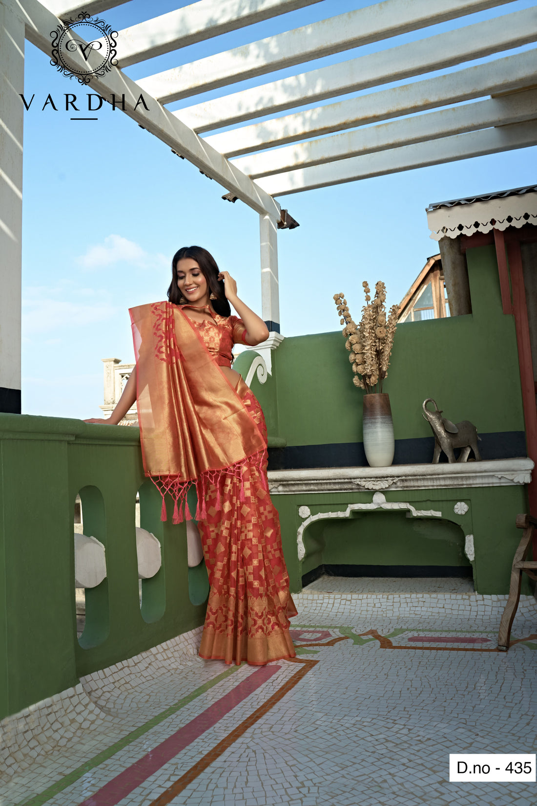 Peach Organza Saree