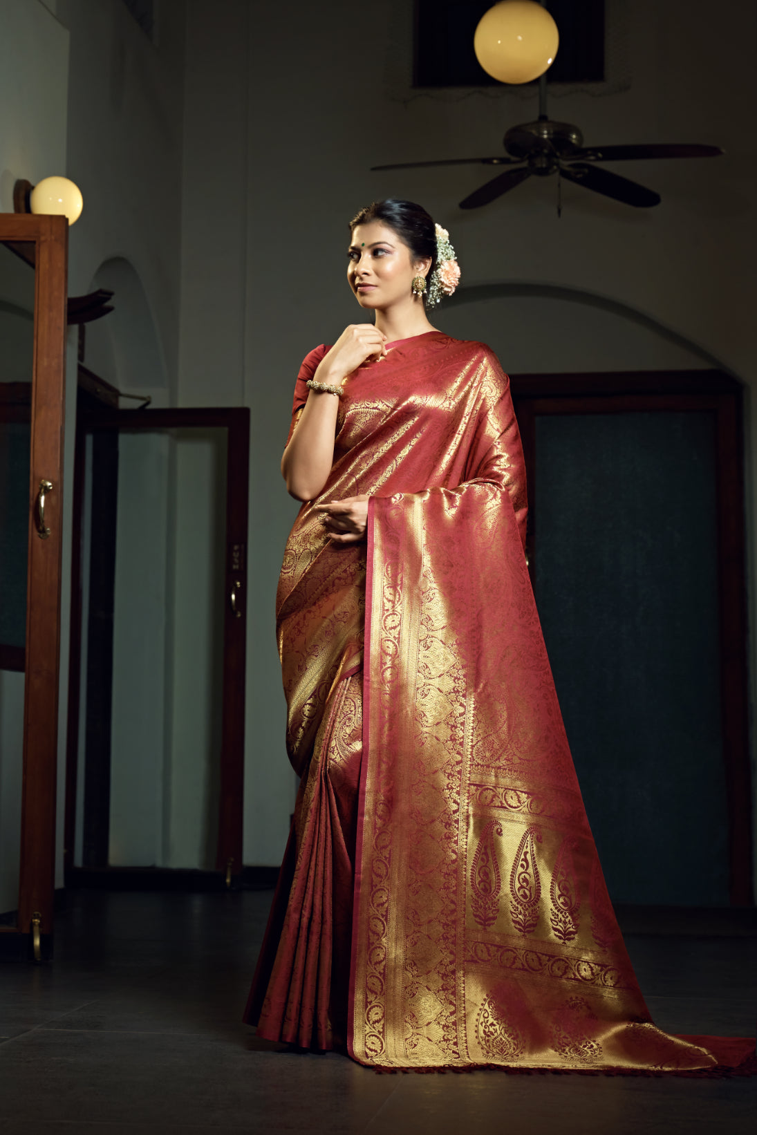 Maroon Kanjivaram Art Silk Saree