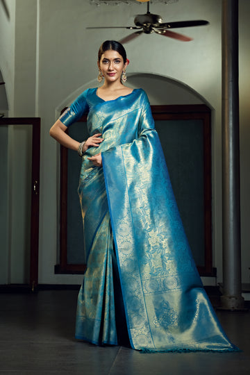 Blue Kanjivaram Art Silk Saree